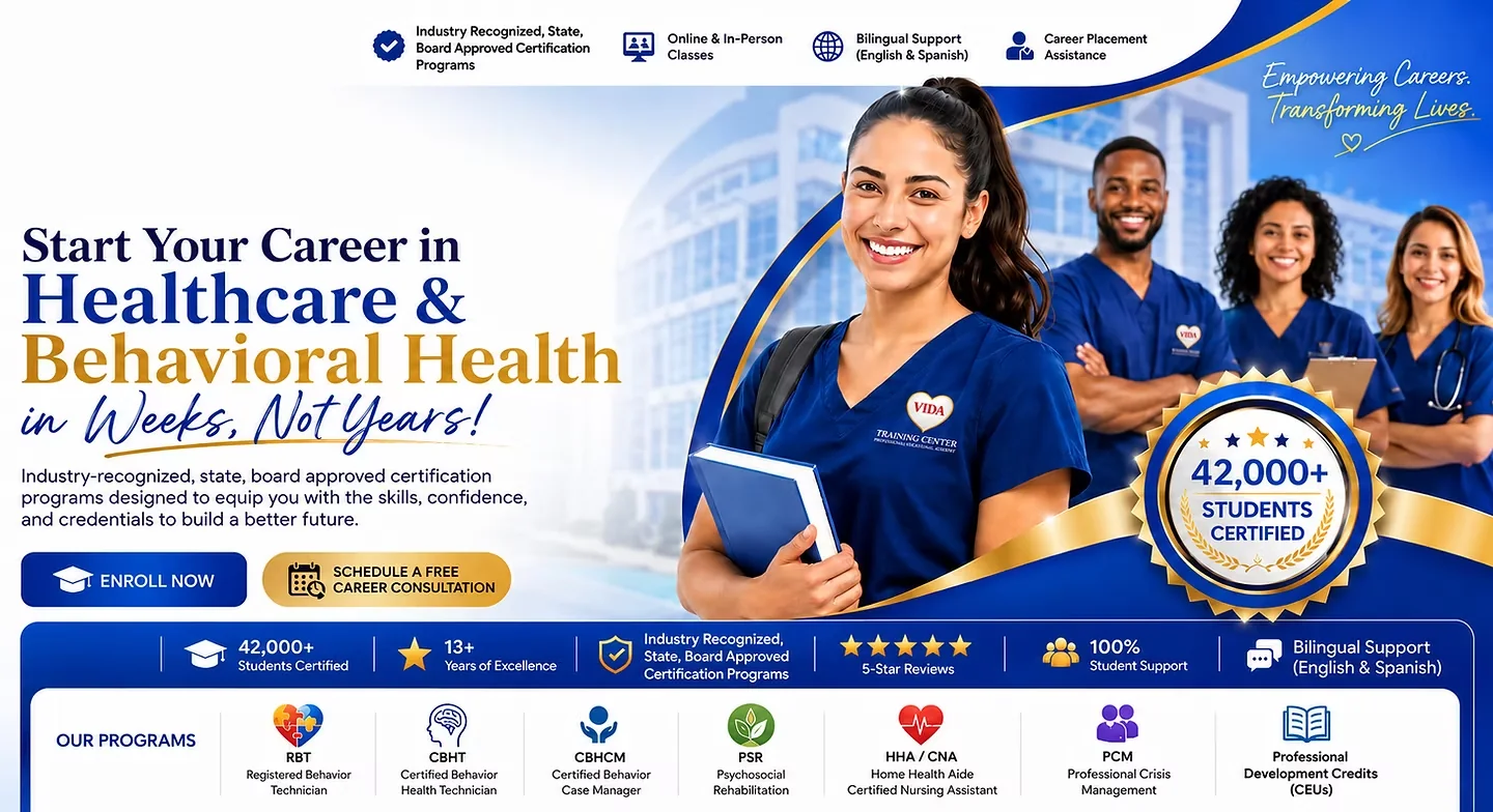 Official institute website image for Vida Training Center, a CNA training listing in Hialeah, Florida